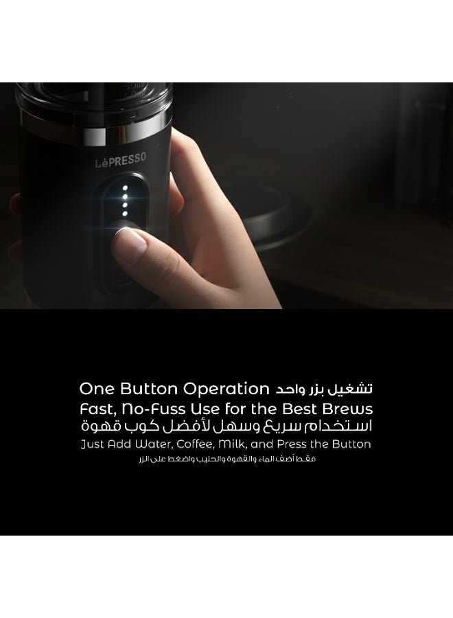 ليبرسو ماكينة صنع قهوة محمولة 4 في 1 سعة 80 مل مع خافق حليب / قوة 100 واط / ماكينة كبسولات قهوة 20 بار / متوافقة مع مسحوق القهوة وكبسولات نسبرسو ودولتشي جوستو - أسود - Image 4